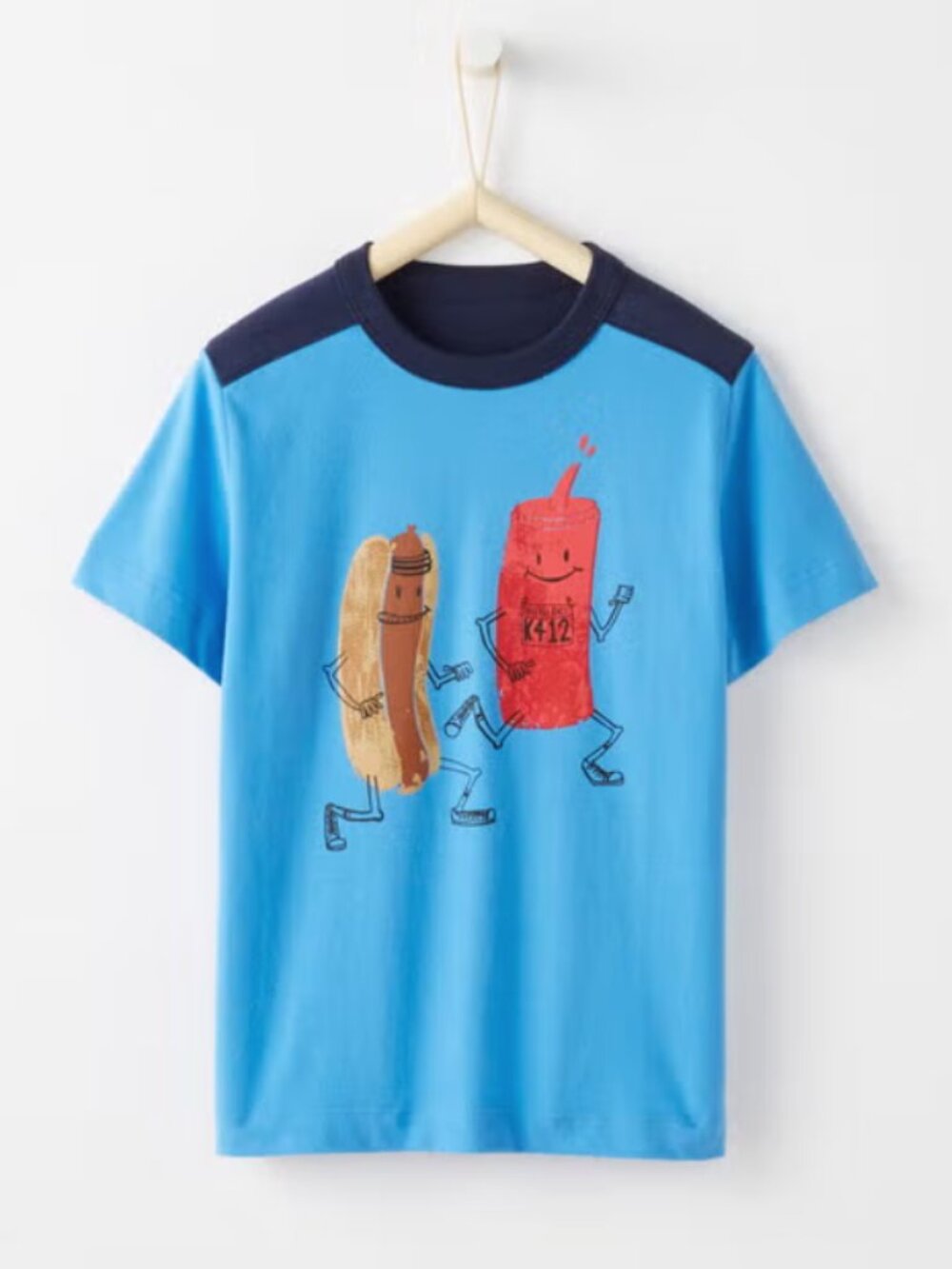 Hanna Anderson Sueded Jersey Art Tee Hot Dog Ketchup Size 3 3T Boys
